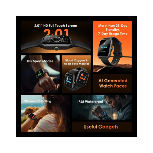 Oraimo Watch 5 Lite 2.01" HD IP68 Smart Watch (osw-804)